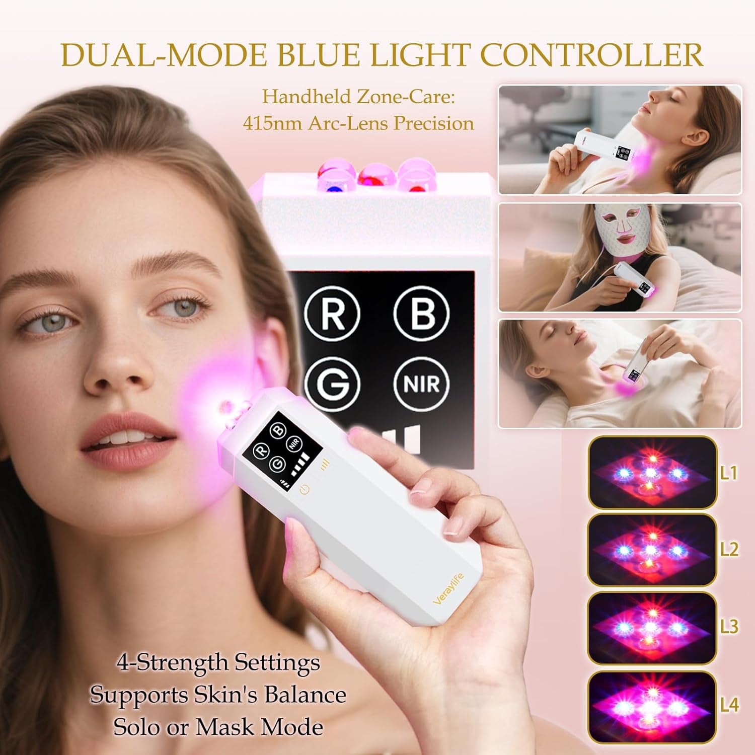 Red Light Face Mask, 8 Modes Portable Led Face Mask Light Therapy, 850Nm near Infrared Red Light Therapy for Face, Infrared Face Light Therapy, Face Skincare Tool